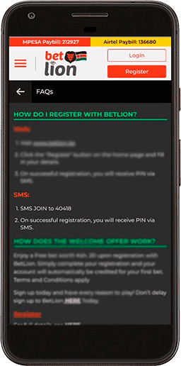  betlion registration by sms