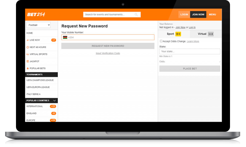  bet254 request password